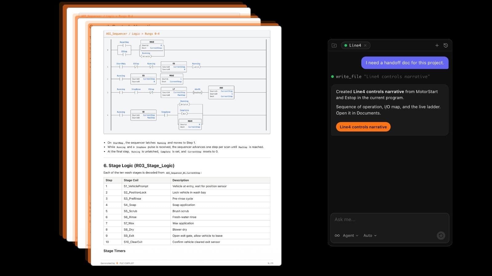 PLC Copilot drafts project documentation from ladder logic